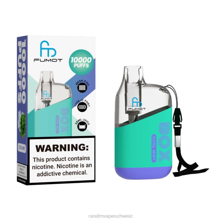 Tornado Vape Schweiz | Fumot Original RandM Tornado Box 00P287 10000 Airflow Control Vape-Gerät 1St frische Minze